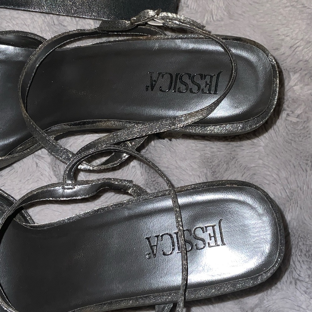 Jessica Silver Sandals with Clutch - Picture 2 of 13